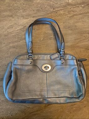 Coach Metallic Gray Pebbled Vintage Leather Purse